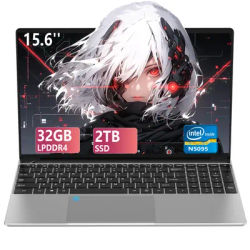 New 15.6" Inch Laptop Windows 11 Pro N5095 1920x1080 Gaming PC 32GB+2048GB Backlit Keyboard Portable Office Entertainment Laptop