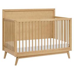 Babyletto Palma Mid-Century 4-in-1 Convertible Crib w/ Toddler Bed Conversion - Honey