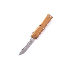 Microtech Combat Troodon T/E Gen III Stonewash Standard 4in Automatic Folding Knife OTF Tan 1144-10TA