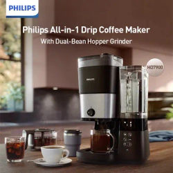 Macchina da caffè Philips Macchina da caffè di grande capacità da 12,5 litri Contenitore doppio per chicchi di caffè da 450 ml Macinazione e agitazione Mantieni caldo