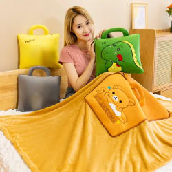Oreiller mignon 3 en 1, oreiller pliable à double usage, couverture de climatisation, coussin intérieur de voiture, coussin de sieste pour bureau