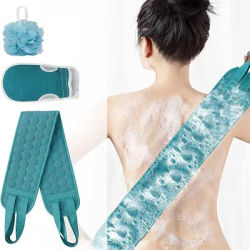 3-piece set of exfoliating body wash - includes back wash, back scrub, exfoliating pumice sponge; dead skin removal bath