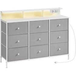 Cassettiera con 9 cassetti e LED in acciaio 33,5 x 114 x 84 cm grigio