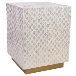 Sgabello in legno e capiz beige 35x35x45h cm