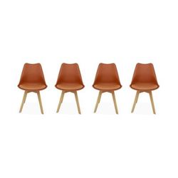 Set 4 sedie scandinave imbottite, gambe in legno , terracotta