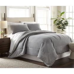Reversible Micro Flannel® Sherpa 3-Pc. Comforter Set by BrylaneHome in Greystone (Size KING)