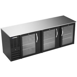 Beverage-Air BB94HC-FG-B ALT 94" Bar Refrigerator - 3 Swinging Glass Doors, Black, 115v