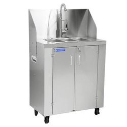 Paragon 4440 51 13/16"H Tripl-E-Sink Portable Sink w/ 5"D Bowl, Hot & Cold Water, Silver, 120 V