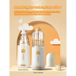 Multifunctional Electric Nasal Irrigator and Nasal Aspirator 2 in 1, nose cleaner, rechargeable, 65kPa strong suction