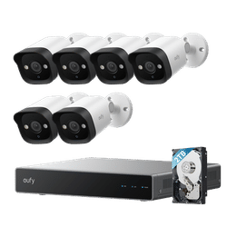 eufy PoE NVR CCTV Security System E40 (6-Cam Kit) + 2 TB HDD