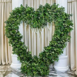 240CM Pure Green Plant Heart Flower Arrangement Wedding Stage Background Arch Decoration Green Plant Flower Arrangement
