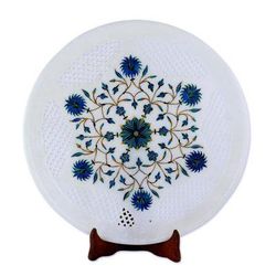 Star Burst,'Star Motif Marble Inlay Decorative Plate from India'