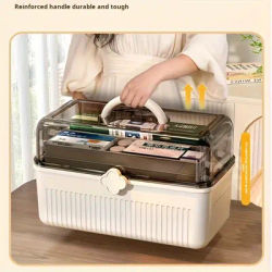 Large Capacity Clear Plastic Folding Storage Box with Handle - Great for Organizing Cosmetics