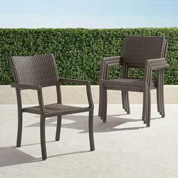 Set of 4 Cafe Square Back Stacking Chairs in Wicker - White Wicker - Frontgate