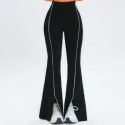 Pantalon évasé simple pour femmes, slim, fendu, haute élasticité, levage des hanches, taille haute, course à pied, fitness, yoga