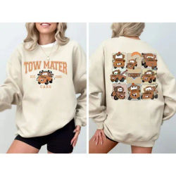 Disney Women Men Cars Tow Mater Sweatshirt Hoodie Pullover Casual Top Autumn Winter Fleece Oversize O-Neck Unisex Couple Coats