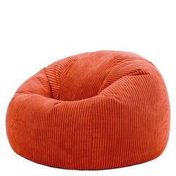 Pouf in velluto a coste terracotta arancione