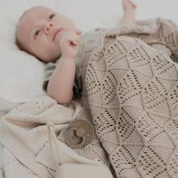 BIBS Knitted Blanket, Wavy - Vanilla