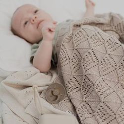 BIBS Knitted Blanket, Pointelle - Ivory