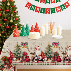 Nappe de noël père noël, décorations de joyeux noël pour la maison, couverture de Table de noël, cadeaux de bonne année, 2025