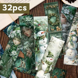 32pcs, Green Christmas Bookmark, suitable for back-to-school season, Christmas, Halloween, teachers, readers, and birthdays.