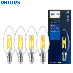 Philips Master LED bougie E14 lampes à Filament 3.4W(=40W) B35 ampoules claires 220-240V DimTone variable lumière intérieure blanc chaud