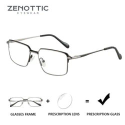 ZENOTTIC-Lunettes rectangulaires pour hommes, lunettes de myopie, lunettes optiques en métal de haute qualité, contrevenants progressifs, mode, taille XL