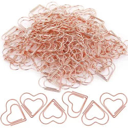 50 Mini Heart-Shaped Metal Paperclips/Set - Mini Rose Gold Heart Bookmark Clips, Perfect For Notebook Decorations And Stationery