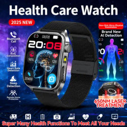 2025 New AI Non-Invasive Laser Treatment Three High SmartWatch Sapphire screen Blood fat Uric Acid ECG Health Diagnosis Bracelet