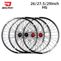 BOLANY MTB Wheelset 26/27.5/29 Inch Quick Release 32H HG Double Rim Mountain Bike Disc Brake Wheelset Aluminum Alloy Rim 6 Pawls