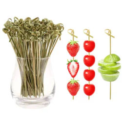 100pcs High-Quality Long Bamboo Cocktail Toothpick Skewers, Suitable For Appetizers, Fruit Skewers, Sandwiches, Drinks, Burgers