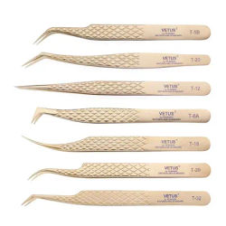 VETUS Original Fish Scale Texture Anti-slip Eyelash Tweezers Hyper Fine Fiber Tip Precision Eyes Beauty Makeup Tweezers