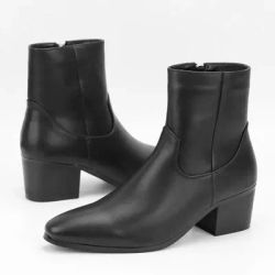 Nouveau automne hommes mode talons hauts bottes courtes petite tête carrée haut talon bottes hommes bottes talons hauts hommes