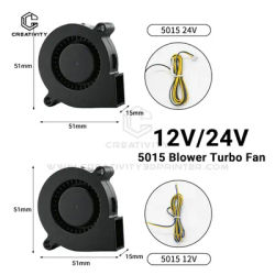 1PC 5015 Blower Turbo Cooling Fan Brushless DC 12V 24V 3D Printer Fan With 2Pin Wire Cooler 100cm/120cm Wire for J-head Fan