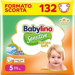 Babylino Sensitive Cotton Soft, Pannolini Taglia 5, Junior (11-16kg),