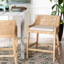 Beata Natural Rattan Counter Stool by Bali & Pari in Honey (Size OS)