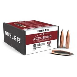 USED Nosler .338 Caliber Rifle Bullets 265 Grain Spitzer Boat Tail 100 Bullets 58454