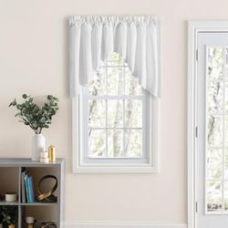 Wide Width Classic Tailored Curtain Lined Swag by Ellis Curtains in White (Size 84" W 36" L)