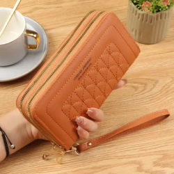 Long Women's Wallet Double Zipper Pu Leather Clutch Female Purses Tassel Coin Purse Card Holder Wallets Luxury Money Phone Bag