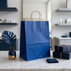 Blue Paper Merchandise Handle Bags 10 5/8" x 5 1/2" x 13" 50 Pack GMB6BL