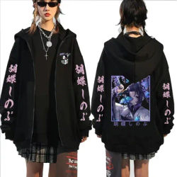 Demon Slayer Anime Kochou Shinobu Printed Zipper Hoodie 2025 Autumn/Winter New Men's and Women's Casual Loose Sweater Top