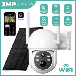 3MP Ultra HD Outdoor Solar Powered 2.4GHz WiFi Home Surveillance Camera Color Night Vision Motion Detection Two - Way Audio Cam