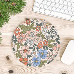 Cute Rubber Mouse Pad Charming Vintage Floral Round Mouse Pad Cute Non-Slip Desk Mat Offices Accessories Desk Pad Computer Table