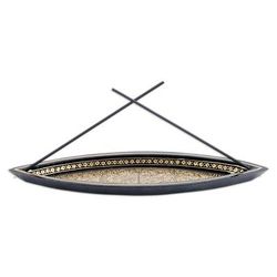 Midnight Scents,'Handcrafted Traditional Wood Incense Holder in Warm Hues'