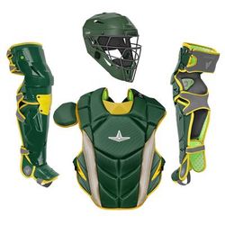 All Star MVP-Pro NOCSAE Certified Intermediate Baseball Catcher's Set Dark Green/Gold