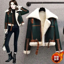 Street Fur Integration Motorcycle Clothes Women Overcoat Winter New Thicken Leather Jackets Female Elegant Loose Casual Jacket