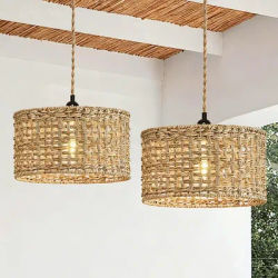 Lampe à suspension en rotin et osier, salon de thé, décoration pastorale rétro, lustre de cuisine, couloir, chambre à coucher, salle à manger