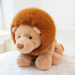 Poupée Lion assis et couché, jouet en peluche Kawaii, fait à la main, dessin animé, oreiller mignon, cadeau d'anniversaire pour enfants, dernière collection
