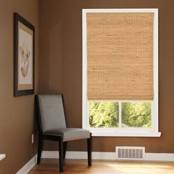 Wide Width Cut-to-Width Hampton Bamboo Roman Shade Wheat Straw by Whole Space Industries in Wheat Straw (Size 67" W 48" L)