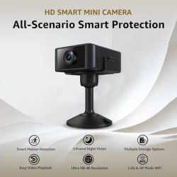 4K HD Smart Mini Camera Security Night Vision WIFI Monitoring Motion Detection Alerts SD/Cloud Storage Phone App Control Indoor